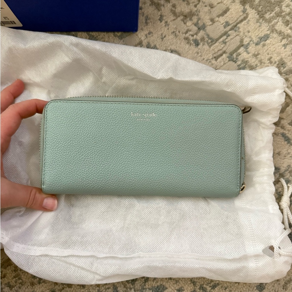 Kate Spade Blue Wallet Smooth Leather Minimalist Design